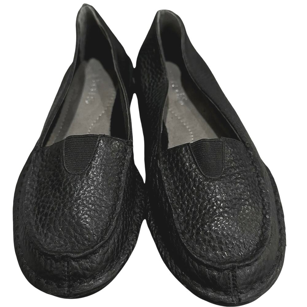 Aerosol awestruck-soft pebble leather black driving shoes size 5.5 flats‎
